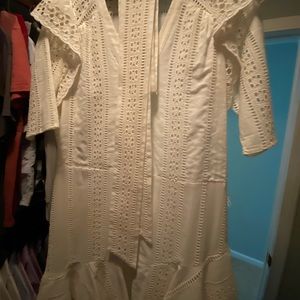 Veronica Beard white eyelet mini dress